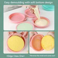 4pcs Round Shape Silicone Cake Molds Set - Non-Stick, Layered, Multi-Size (4''/6''/8''), Bread Pan, Toast Molds, Cake Tray, Kitchen Gadgets, Home Kitchen Essentials, Baking Tools, Easy Release, Space-Saving Design - Pink - View 4