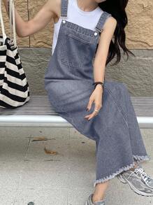 DAZY Women's Casual Washed Denim Pinafore Dress,Back To School Clothes