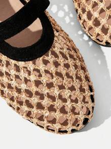 Styleloop 女士编织绳厚底坡跟凉鞋，度假风格波西米亚风复古美式西部音乐节派对厚底鞋 - 黑色 - 查看 5