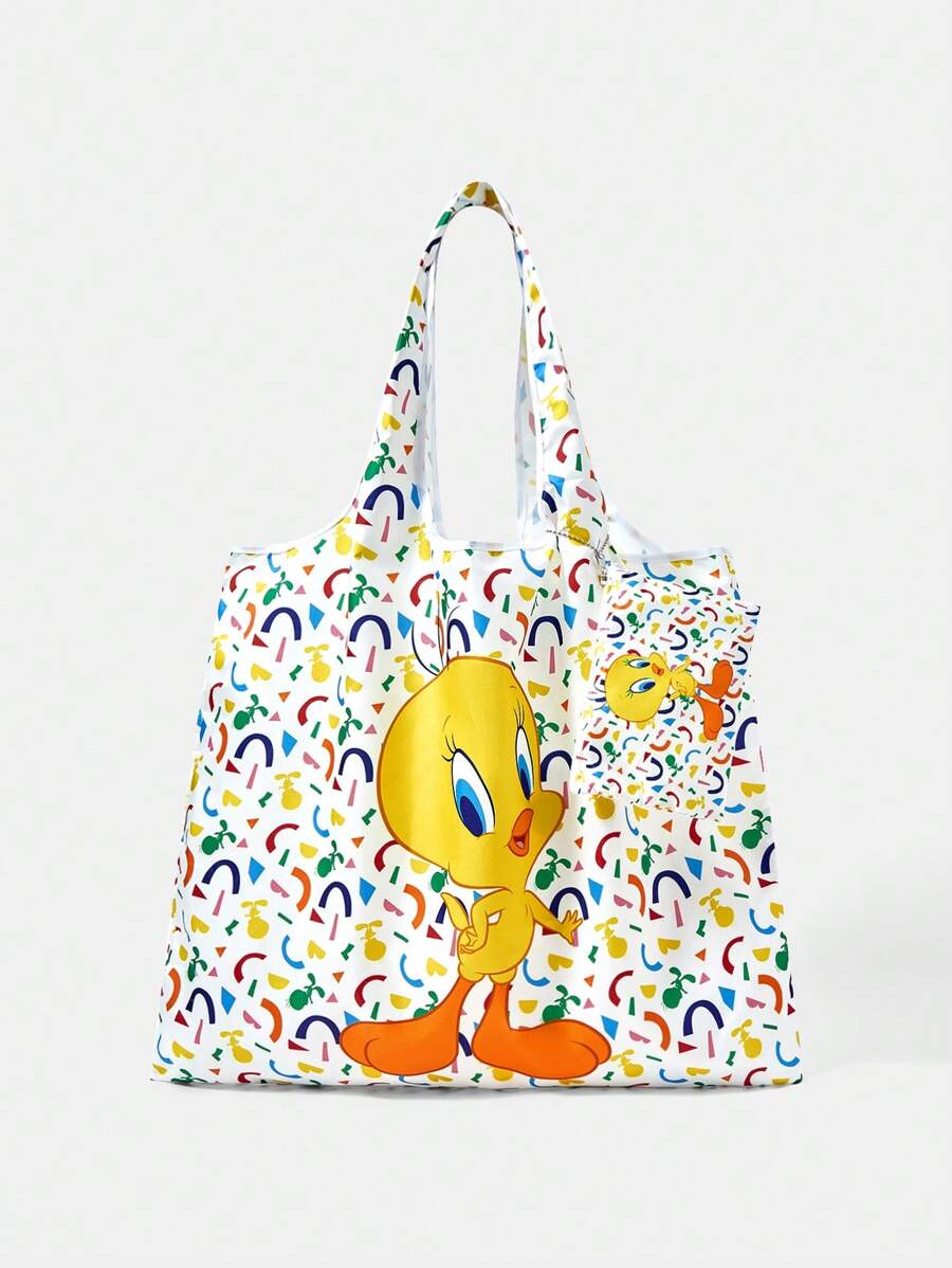 LOONEY TUNES X SHEIN 女士时尚可爱卡通图案手提包,便携 - 彩色 - 查看 1