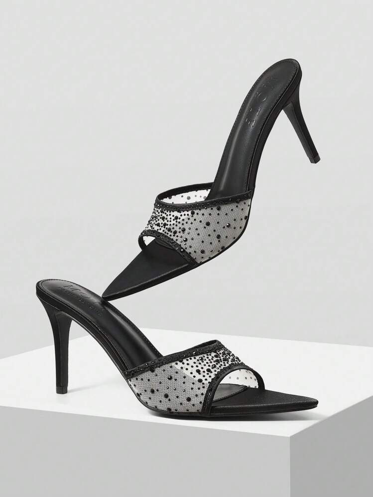 MOTF GIÀY CAO GÓT MŨI HỞ ĐÁ NHỰA ĐEN DÀNH CHO NỮ - màu đen - Xem 3