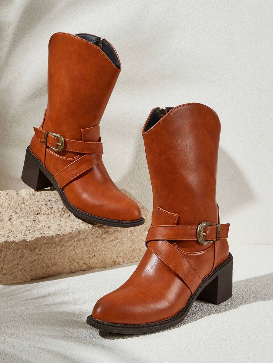 Styleloop New Women European & American Style Rider Boots, Thick Sole Anti-Slip Durable, Soft & Comfortable Ladies Boots - Brown - View 1