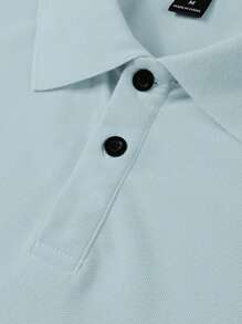 Manfinity Homme 男士夏季休闲拼布口袋短袖 Polo 衫浅灰色男士贴袋 Polo 衫，适合商务通勤，短袖常规版型 Polo 衫，浅灰色面料，适合办公室风格，男士 Polo 衫，老钱风格 - 淺灰色 - 查看 5