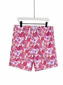 Surfspeed Short de plage à taille coulissante avec imprimé floral sur tout le vêtement, tailles plus pour hommes - Multicolore - Voir 1