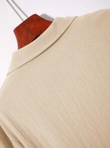 Manfinity RSRT 2件套男士夏季休闲纯色衬衫和短裤男两件套夏季男士度假短裤套装男士沙滩装套装男士两件套休闲短裤套装 - 杏色 - 查看 7