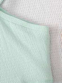adolecent Filles 2 pièces ensemble décontracté: Top sans manches en tricot de couleur unie et short ample en tricot