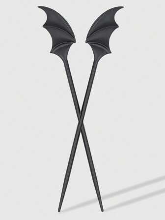 Goth 2pcs Gothic Style Bat Wing Decor Hair Clip & Hair Stick Set For Women