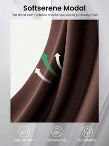 GLOWMODE 30" Regular SoftCalm Modal Silk Touch Wide Leg High Waist Lounge Pants With Side Pockets Daily Casual Spring Summer - Chocolate Brown - View 5