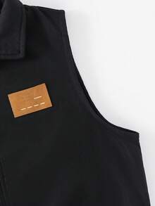 SHEIN Tween Boys Casual Thermal Lined Hooded Mid-Length Thick Woven Jacket, Suitable For School, Garden, Beach, Birthday, Spring, Summer, Autumn, Winter - Black - View 5