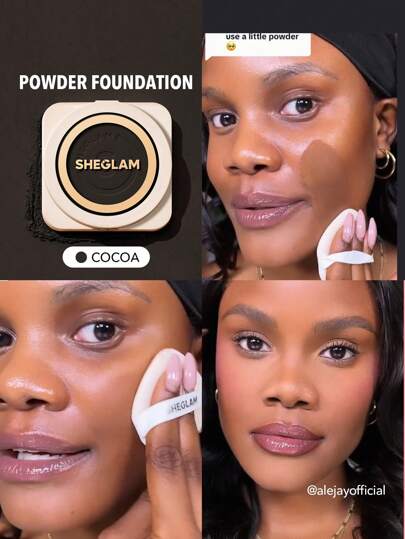 SHEGLAM Skin-Focus High Coverage Powder Foundation-Cocoa 36 Shades Oil-Control Pore-Less Flawless Full Coverage Lightweight Pressed Powder Soft Matte Smoother-Looking Setting Powder Face Makeup Brand Beauty Makeup Face Paint Cosmetic For Women Girls Perfect For Spring Summer Ideal For Y2K Fancy Fashion Suitable For Birthday Mother'S Day Gift Rave Party Ready Best Color