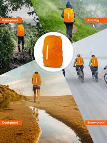 1Pc 15-75L Black Backpack Rainproof And Anti-Fouling Cover, Dustproof Cover For Outdoor Travel Hiking And Mountaineering Bag, Foldable And Backpack Protective Cover With Reflective Strips, Suitable For Outdoor, Mountaineering, Commuting, School, Home, Travel Storage - Orange - View 7