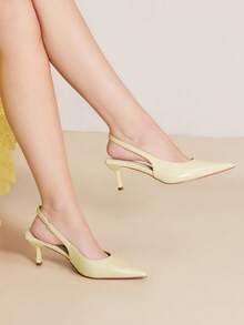 MOTF PREMIUM GIÀY CAO GÓT MŨI NHỎ ĐƠN GIẢN DÀNH CHO NỮ, THÍCH HỢP CHO VIỆC ĐI LẠI HÀNG NGÀY - Màu vàng - Xem 6