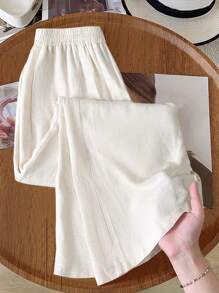 Rusticease Quần dài mùa hè lưng thun co giãn màu trơn cho nữ, đa năng - Nhiều màu - Xem 6