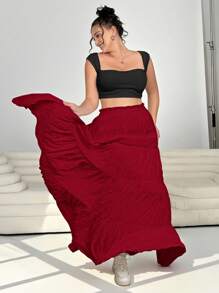 Solflare Gonna lunga a campana bordeaux per donne taglia forte - Bordò - Visualizzare 4