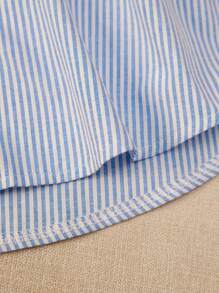 Franclia Capa de punto suelta informal a rayas azules y blancas, blusa informal de manga blanca al estilo francés, primavera/verano - Azul - Ver 6