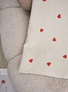 SHEIN 大码女式心形印花圆领无袖上衣和裙子两件套 - 杏色 - 查看 4