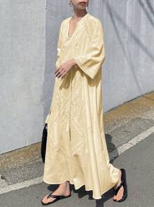 FRIFUL Váy dài chữ A thêu hoa thêu ren cho nữ, Váy nghỉ lễ thường ngày, Váy dự lễ tốt nghiệp lễ hội âm nhạc Váy vàng nhạt Váy vàng nhạt Váy Hàn Quốc cho nữ Váy kín đáo theo phong cách Nhật Bản, Váy mùa thu Váy thêu Váy dài tay - Vàng nhạt - Xem 5