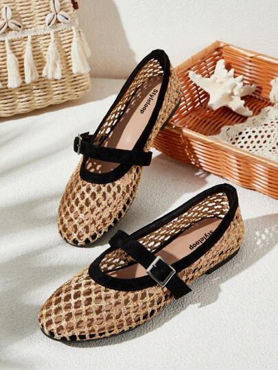 Styleloop 女士编织绳厚底坡跟凉鞋，度假风格波西米亚风复古美式西部音乐节派对厚底鞋