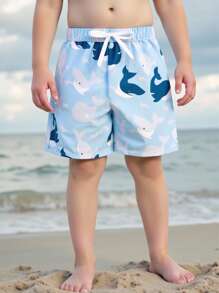 Pantalones cortos de playa con estampado de delfín adorable para niño pequeño