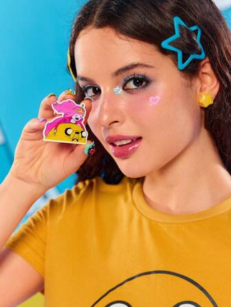 Adventure Time X ROMWE Cartoon Pattern Women Fashion & Cute Battle Brooch