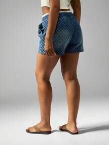 MISSGUIDED Quần short denim họa tiết rách cạp cao co giãn mùa hè lễ hội thường ngày cắt ngắn đi biển đi bộ - Màu xanh lam - Xem 2