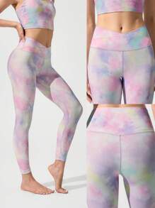 GLOWMODE 24" FeatherFit™ Crossover Leggings With Built-In Underwear Light Support Low Impact Yoga Daily Gym