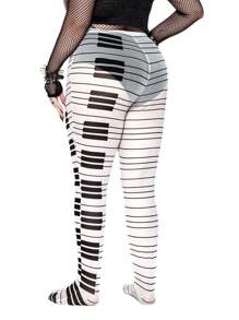 Whyspr 深色钢琴键盘印花复古高弹透明紧身裤