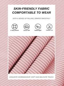 Easithlete 女士运动 T 恤，罗纹针织弹力休闲上衣，适合网球、高尔夫、户外训练，时尚舒适合身衬衫 - 粉色 - 查看 7