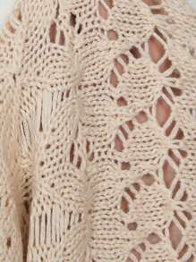 SHEIN VCAY 大码女式宽松针织上衣，流苏下摆，休闲钩针背心，可爱夏季上衣，适合夏季复活节、节日、锐舞派对、波西米亚风、毕业典礼、婚礼宾客、女士度假、波西米亚风音乐节、乡村音乐会、早午餐等场合。 - 杏色 - 查看 6