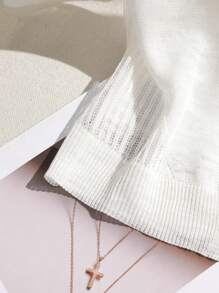 Franclia Half Sleeve Button Placket Cardigan - White - View 6