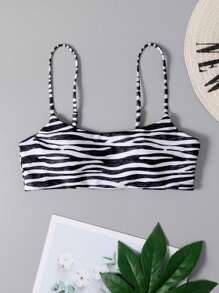 Bonvoyette Vacation Beach Swimwear Top, Random Print For Summer