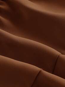 SHEIN MOD Summer Brown Bodycon Ruffle Cup Wireless Bralette With Front Knot And Back Straps