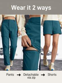 In My Nature Women's Detachable 2-Section Outdoor Hiking Camping City Commute Pants Pants For Work Hike Pants - Dark Green - View 2