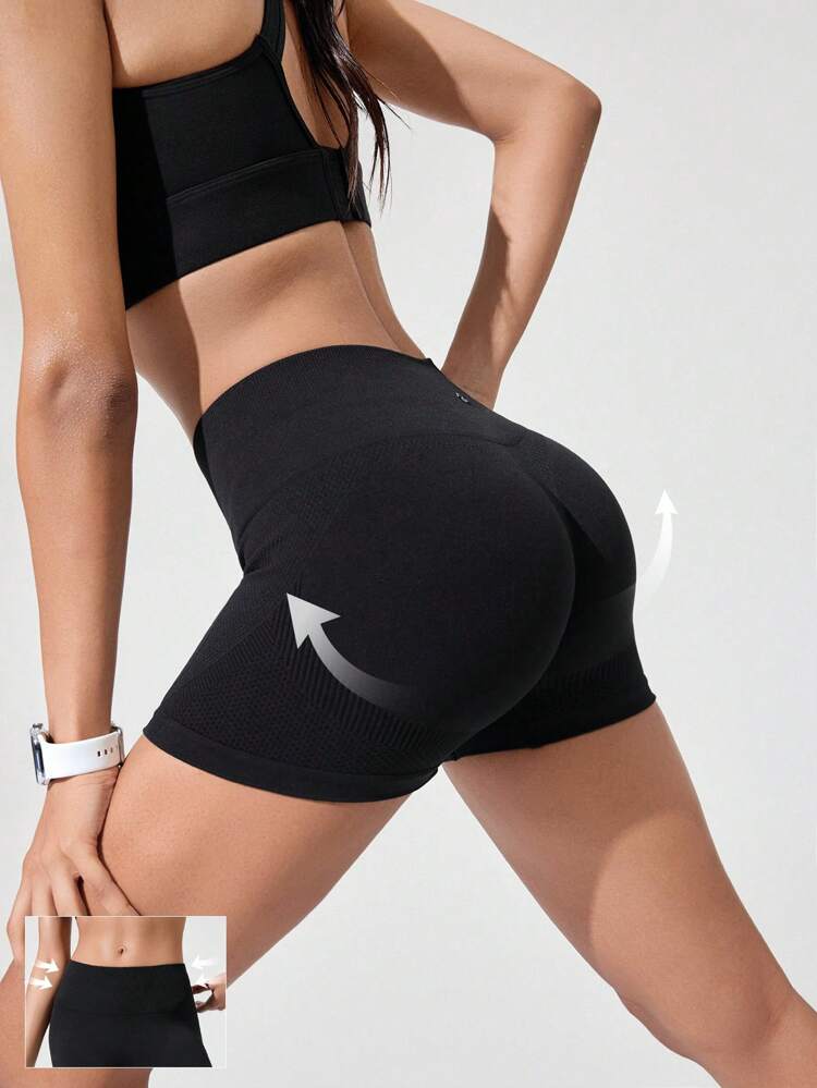 2.5" Cool Contour Seamless Stretchy Sweat-Wicking Mesh Tummy Control Butt Scrunch High-Waist Waist Biker Shorts Medium Impact Running Training Gym Studio Daily Active Wear