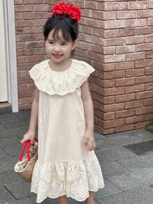 DAZY Young Girls Casual Dress, Fall Outfit - Apricot - View 2