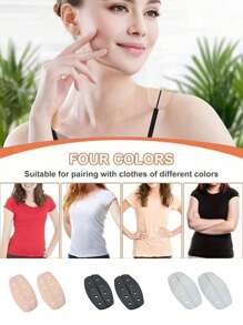 SHEIN Clips de tirantes de silicona para sujetadores, color nude/blanco/negro, almohadillas para los hombros antideslizantes, protector de tirantes de sujetador suave e invisible (con agujeros)
