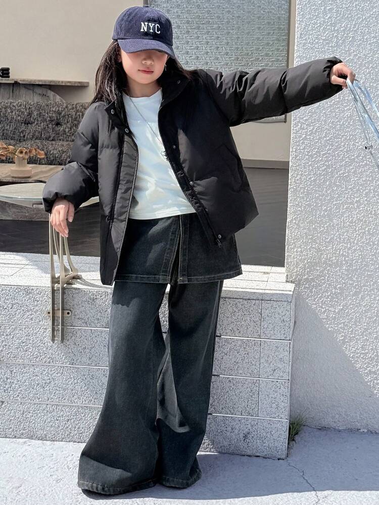 Tween Girls Solid Color Casual Long Sleeve Top Winter