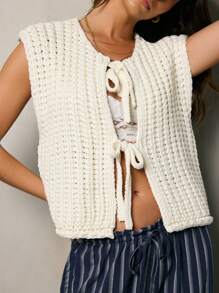 Siren Gaze 女士奶油色针织背心，夏季时尚，展现您的个性，夏季毛衣背心，海滩度假针织衫，女士奶油色针织背心，女士度假装，女士外出上衣，女士街头服饰，日常休闲女士毛衣背心