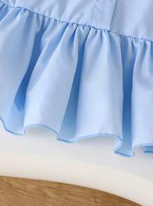 Robe chemise à volants avec imprimé floral pour jeune fille