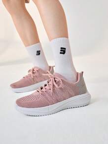 JNSQ 1 Pair Versatile Casual All-Match Soft Bottom Breathable Lace Up Sneakers, Suitable For All Seasons, Back To School - Pink - View 2