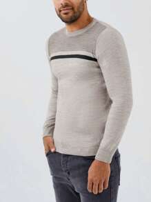 RueChic Men Colourblock Jumper - Light Grey - View 3