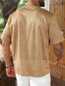 ResortEase 大码男士纯色圆领短袖休闲宽松T恤，夏季