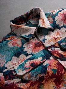 Manfinity Hypemode Men's Casual Jacquard Rave Long Sleeve Jacket,Fall - Multicolor - View 3