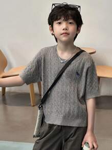 Dazy Kids 儿童秋季服装，青少年男童基本款毛衣上衣，秋季 - 深灰色 - 查看 7