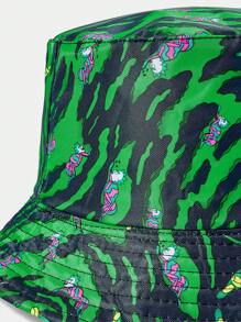 Rick and Morty X SHEIN Reversible Bucket Hat With Allover Green Print - Green - View 4