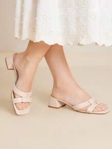 MOTF PREMIUM Sandalias casuales minimalistas con tacón ancho y punta abierta para mujer, ideales para el trayecto en verano
