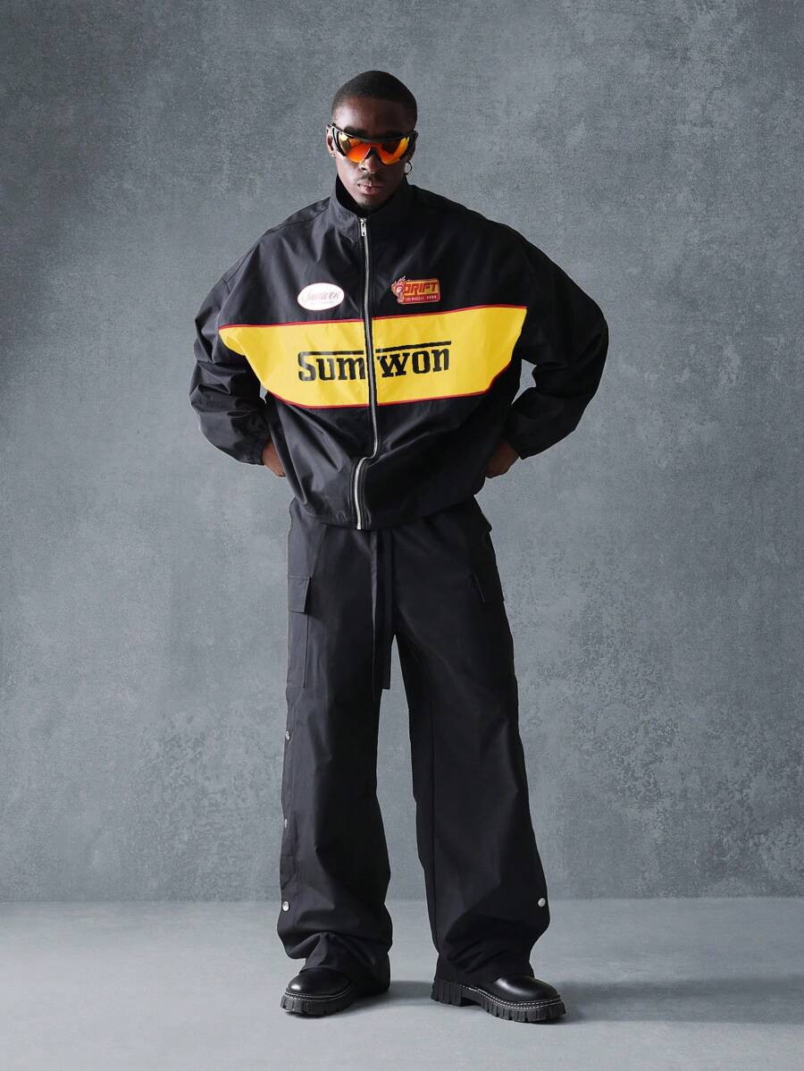 赛车飞行员夹克 MotoInspired Drift Track 系列复古风格街头服饰外套机械师工作服男女通用 - 黃色 - 查看 1