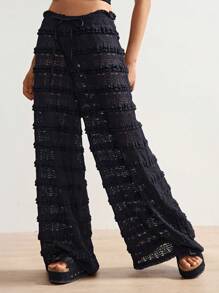 Bohemela Áo khoác ngoài phong cách Boho Thu/Đông, Quần ống đứng cạp cao phối ren xếp ly, kiểu dáng thường ngày dành cho nữ, thích hợp cho kỳ nghỉ biển, phong cách đồng quê miền Tây, đi xem hòa nhạc, đi nghỉ mát, mặc hàng ngày, đi học, Halloween, Giáng sinh. - màu đen - Xem 5