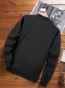 Manfinity Homme Áo khoác gió ngoài trời màu trơn đa năng cho nam Áo khoác đen có khóa kéo cho nam Áo khoác thường ngày cho nam, Mùa thu - màu đen - Xem 2