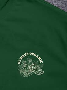 Claim Dot 男士休闲标语印花短袖T恤，夏季 - 綠色 - 查看 5